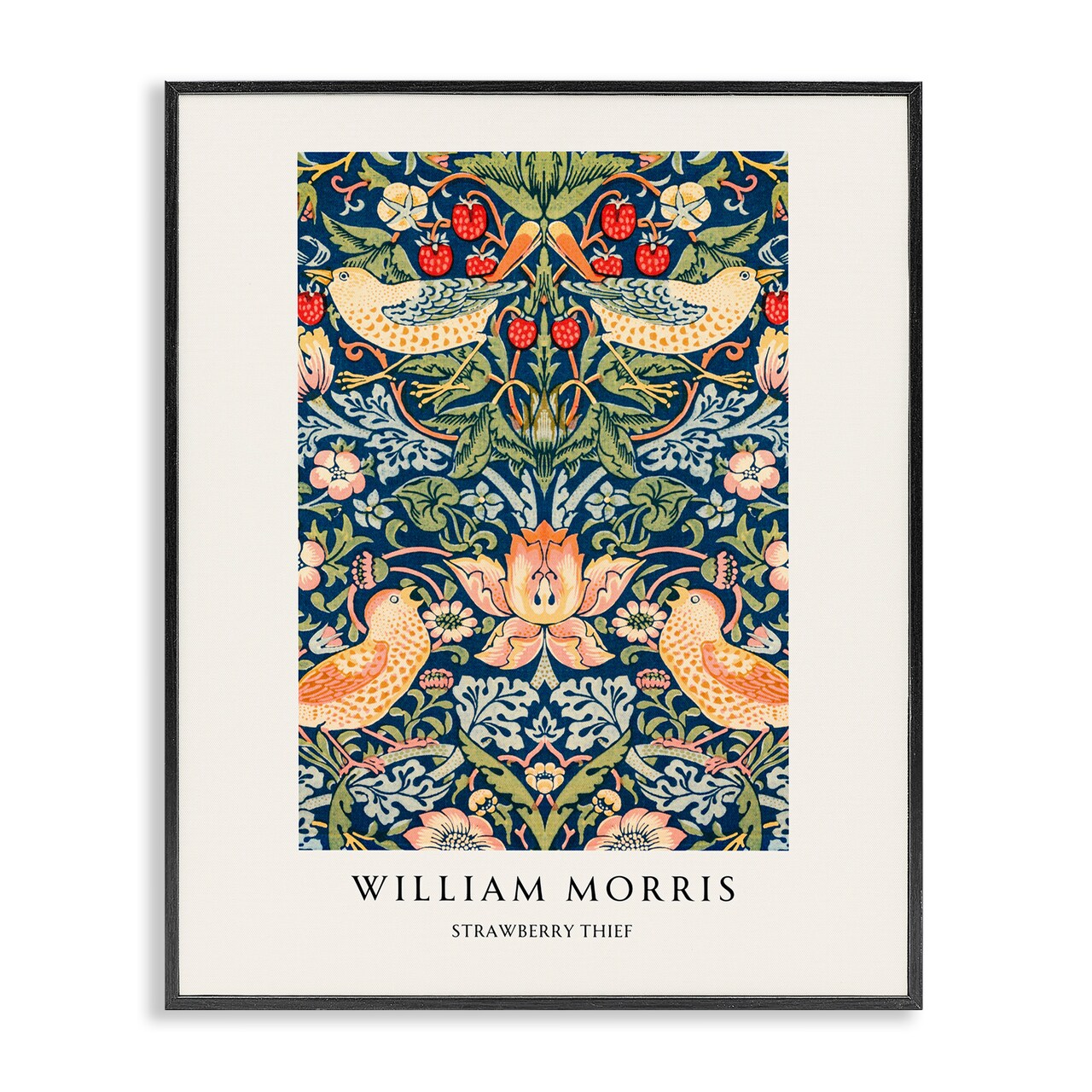 Stupell Industries William Morris Strawberry Thief Black Framed Giclee Art, design by Vintage Hustle